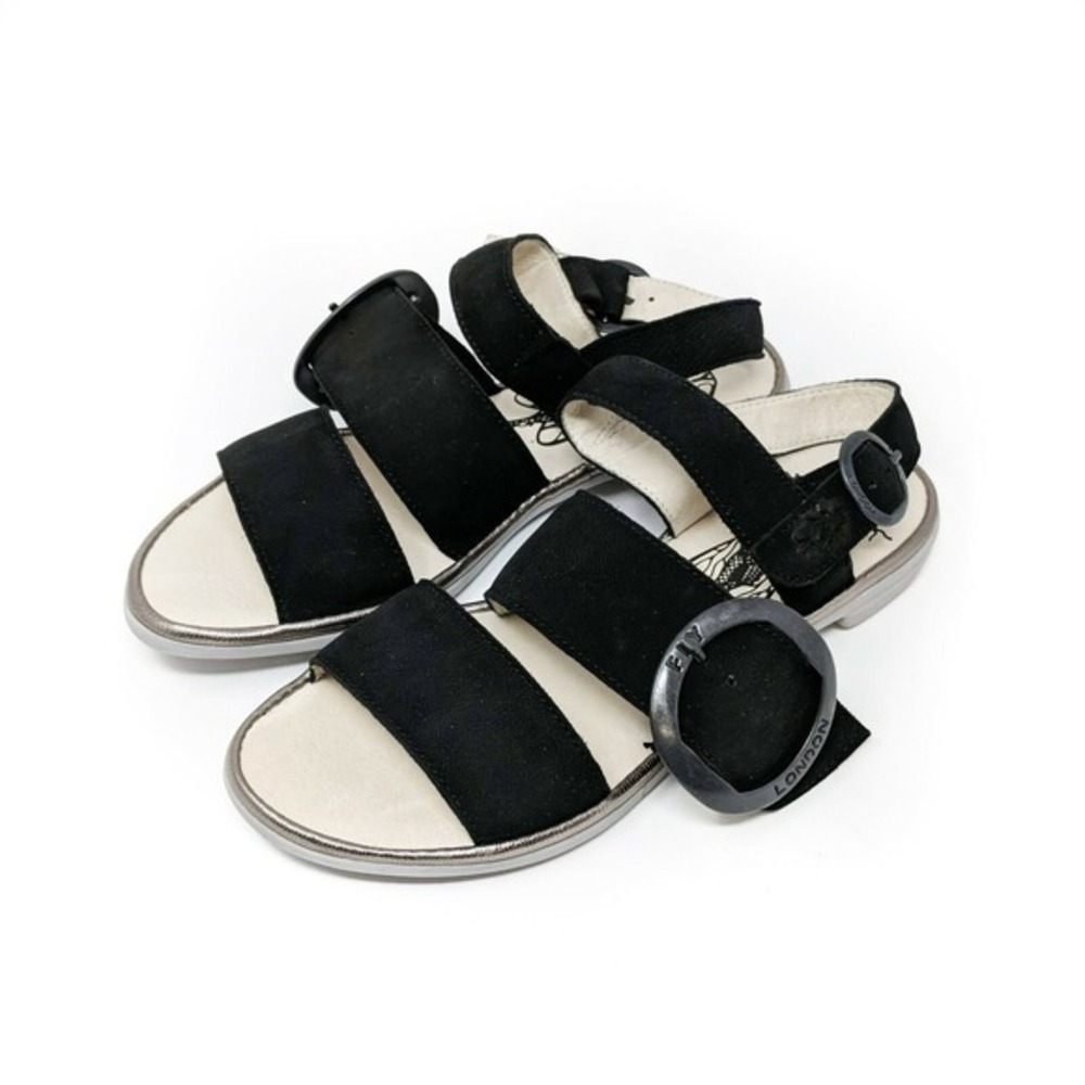 Fly London Codo‎ Leather Sandals with Buckle Detail Black Women's Size 5.5
